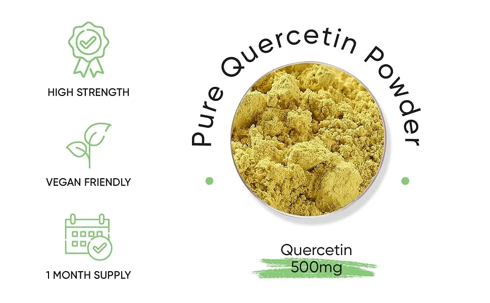 Quercetin Complex 500mg Capsules | Supports Health Immune Function | Reduces Tiredness and Fatigue | 98% Purity Extract | 60 Capsules - Quercetin capsules - complex antioxidant quercitin 500mg 1000mg