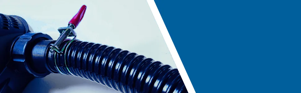 Aquacadabra 25mm/1" Black Corrugated Flexible Hose - 3 metres - hose clip