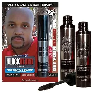 Blackbeard for Men - Temporary Brush On Colour 12ml (0.40oz) - Brown Black (Brown Black X2) 12.00 ml (Pack of 2) - Blackbeard