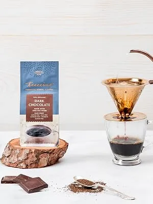Teeccino Prebiotic Herbal Coffee Dark Chocolate Dark Roast Caffeine Free 10 oz (284 g) - Dark chocolate, herbal tea, hot cocoa, caffeine free, prebiotic, natural, healthy, gut health tea
