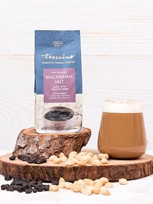 Teeccino Prebiotic Herbal Coffee Macadamia Nut Medium Roast Caffeine Free 10 oz (284 g) - Enjoy a mood balancing hot or iced tea. Drink as a sleepy time tea for deeper, more restful sleep