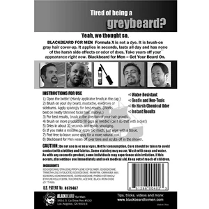 Blackbeard for Men - Temporary Brush On Colour 12ml (0.40oz) - Brown Black (Brown Black X6) 12 ml (Pack of 6) - Blackbeard
