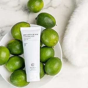 Terra & Co. Brilliant Black Toothpaste Mint 4 oz (113 g) - toothpaste on marble counter