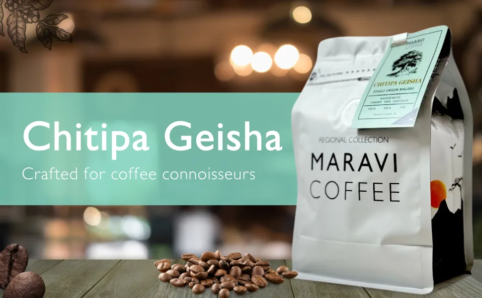 Maravi Speciality Coffee - Malawi Chitipa Geisha Coffee - Drip Grind Coffee - Medium Roast - Caramel Rose & Chocolate Notes - 1 kg Drip Grind 1 kg (Pack of 1) - Caramel Rose & Chocolate Notes Ideal for Espresso Roasted whole bean coffee