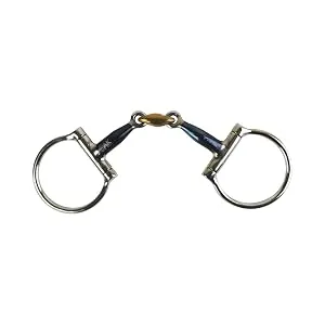 AK Sweat Iron D-Ring Double Jointed Lozenge with Cooper Joint Horse Riding Bits (5.50'' Blue-Silver) 5.50'' Blue-Silver - Horse Bits
