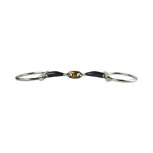 AK Sweat Iron D-Ring Double Jointed Lozenge with Cooper Joint Horse Riding Bits (5.50'' Blue-Silver) 5.50'' Blue-Silver - Horse Bits
