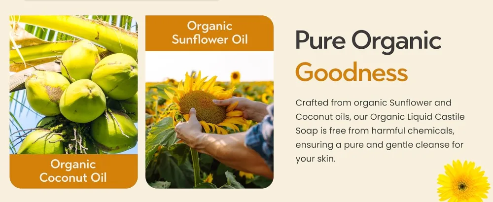 5 Litre Organic Liquid Castile Soap (5000ml) - All-Natural Unscented Liquid Soap - Pure SLS SLES Free 5 l (Pack of 1) - Organic Liquid Castile Soap