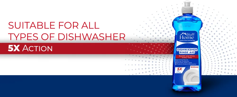 Home stuff Dishwasher Rinse Aid 500ml Powerful on Stains and Halos Helps Faster Drying (2 Pack) - Rinse Aid