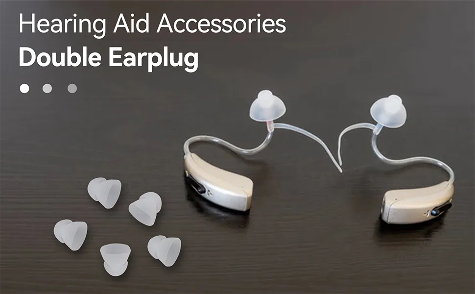 Agatige 10pcs Hearing Aid Domes 10mm Medium Double Layer Close Hearing Aid Power Domes Silicone Hearing Aids Ear Tips Replacement Resound Hearing Accessories (White) - product information 1