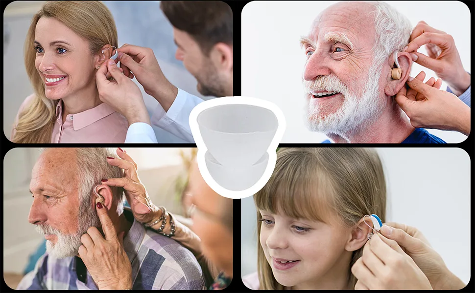 Agatige 10pcs Hearing Aid Domes 10mm Medium Double Layer Close Hearing Aid Power Domes Silicone Hearing Aids Ear Tips Replacement Resound Hearing Accessories (White) - product information 3