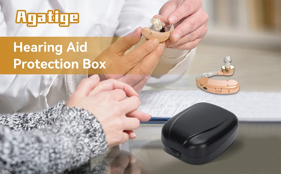Agatige Hearing Aid Hard Case Portable Waterproof Hearing Aid Protection Storage Box Pouch Hearing Aid Protector for Storing Hearing Aids - 6.7x7x3cm - product information 1