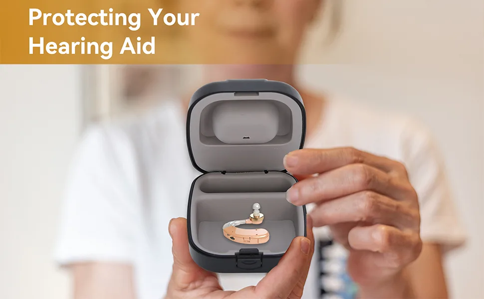 Agatige Hearing Aid Hard Case Portable Waterproof Hearing Aid Protection Storage Box Pouch Hearing Aid Protector for Storing Hearing Aids - 6.7x7x3cm - product information 3