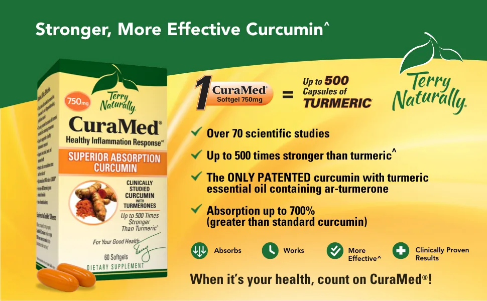 Terry Naturally CuraMed 750 mg 60 Softgels - CuraMed - Stronger, more effective curcumin