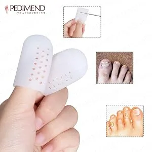 Athletics Toe Caps (4 Toe Caps) - PEDIMEND Breathable Moisturizes Gel Toe Cap and Protector Ingrown Toenails Corns Blisters Hammer Toes - GEL BIG TOE CAP