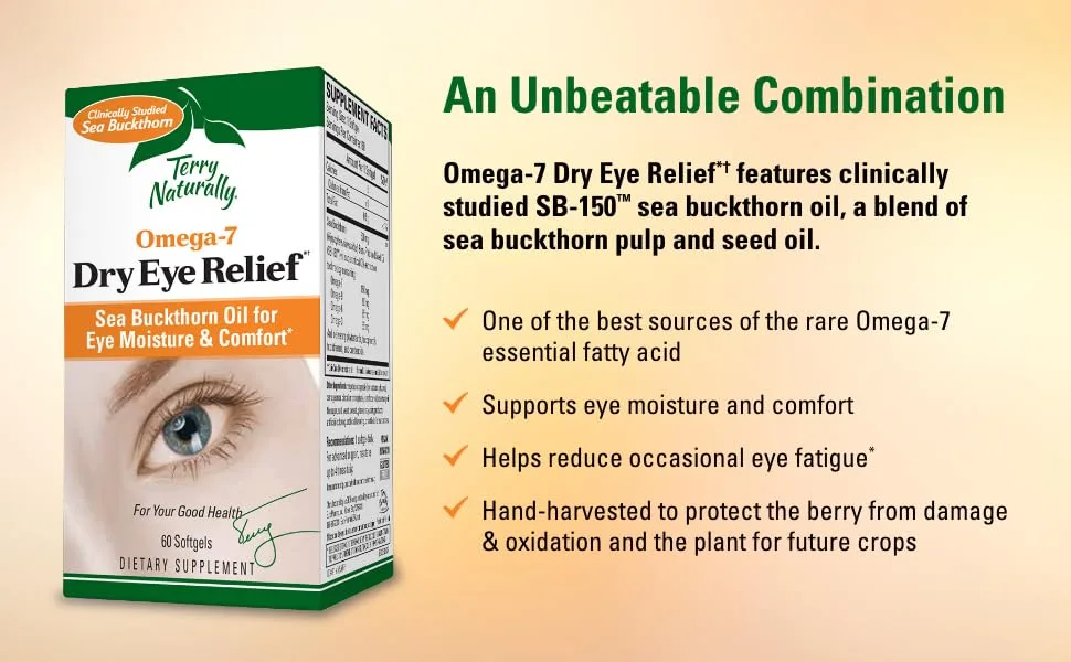 Terry Naturally Omega 7 Dry Eye Relief 60 Softgels - An unbeatable combination