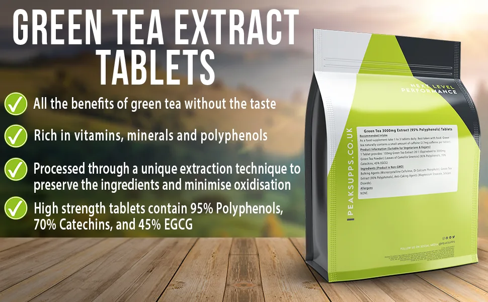 Green Tea Tablets 3000mg Extract | 95% Polyphenols | Camellia Sinensis (360) 1 count (Pack of 1) - Green Tea Extract Tablets