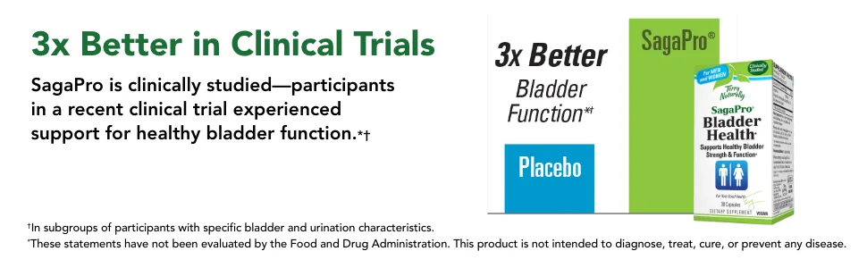 Terry Naturally SagaPro Bladder Health 60 Tablets - Sagapro, bladder health, urinary function, healthy bladder function, clinical trial