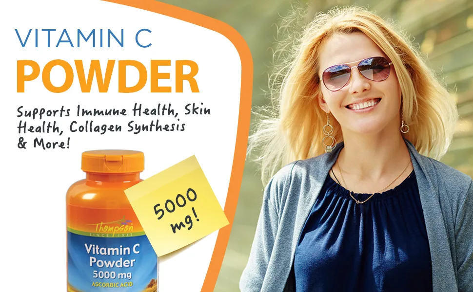Thompson Vitamin C Powder 5000 mg  8 oz. - Thompson Vitamin C Powder 5000mg 100% Pure Ascorbic Acid Immune Support Antioxidant Supplement 8 oz