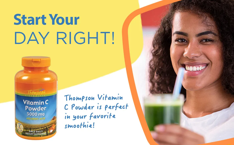 Thompson Vitamin C Powder 5000 mg  8 oz. - Thompson Vitamin C Powder 5000mg 100% Pure Ascorbic Acid Immune Support Antioxidant Supplement 8 oz