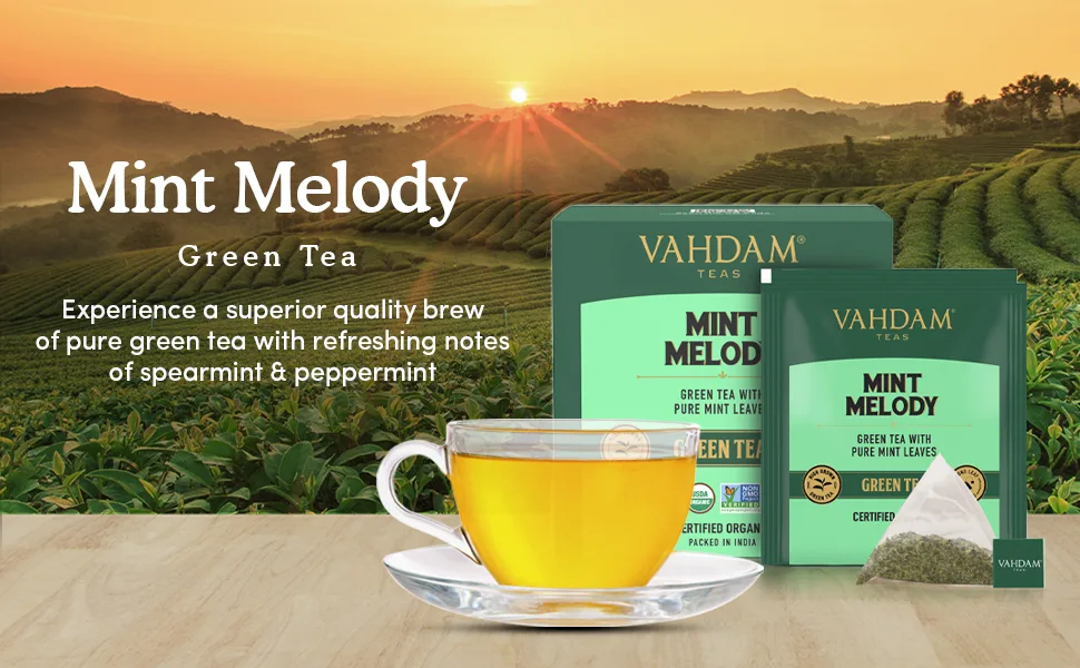 Vahdam Teas Green Tea Mint Melody 15 Tea Bags 1.06 oz (30 g) - product information 2