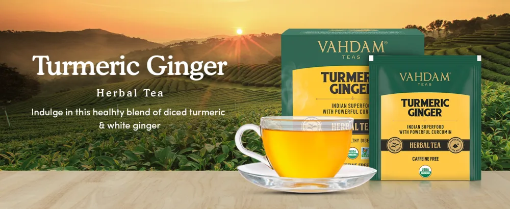 Vahdam Teas Herbal Tea Turmeric Ginger Caffeine Free 15 Infusion Bags 1.06 oz (30 g) - product information 2