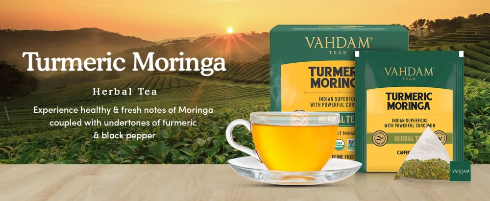 Vahdam Teas Herbal Tea Turmeric Moringa Caffeine Free 15 Infusion Bags 1.06 oz (30 g) - product information 2