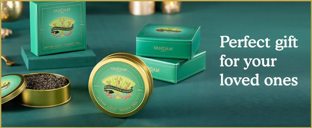 Vahdam Teas Loose Leaf Green Tea Himalayan Green Gift Set 1 Tin Caddy - product information 2