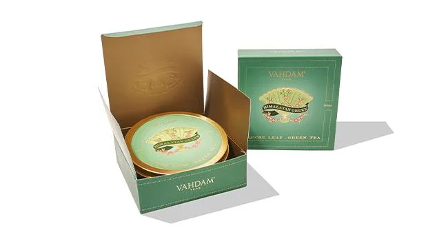 Vahdam Teas Loose Leaf Green Tea Himalayan Green Gift Set 1 Tin Caddy - product information 5