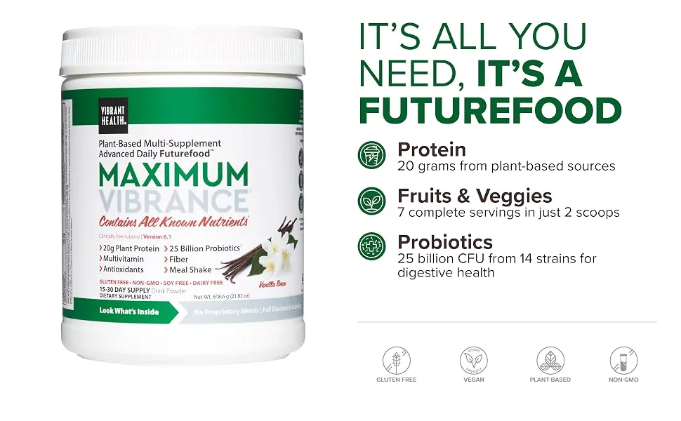 Vibrant Health Maximum Vibrance Version 6.1 Vanilla Bean 618.6 g (21.82 oz) - product information 2