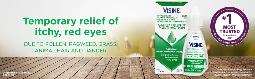 Visine Allergy Eye Relief Multi-Action Eye Drops 1/2 fl oz (15 ml) - Visine Allergy Relief Multi-Action Drops for itchy red eyes due to pollen, ragweed, grass & dander