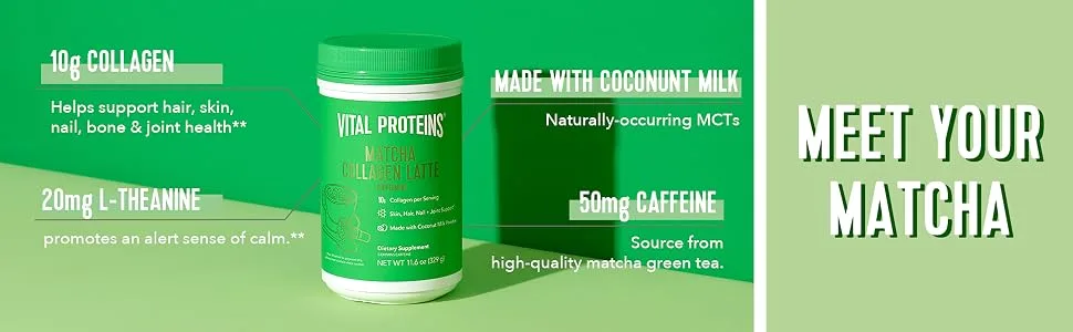 Vital Proteins Matcha Collagen Latte Unflavored 11.6 oz (329 g) - product information 2
