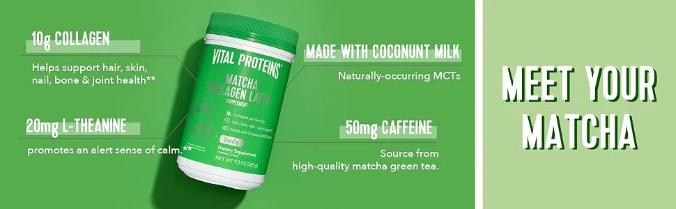 Vital Proteins Matcha Collagen Latte Vanilla 9.3 oz (265 g) - product information 2