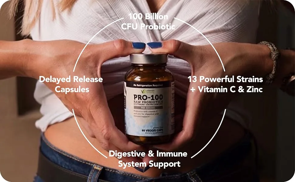 Vitamin Bounty PRO-100 Raw Probiotics 100 Billion CFU 60 Veggie Caps - pro 100