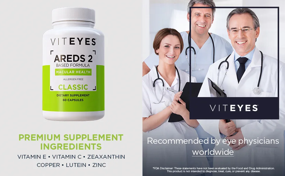 Viteyes Classic Macular Support AREDS 2 Based Formula 60 Capsules - Recommended by Physicians Worldwide