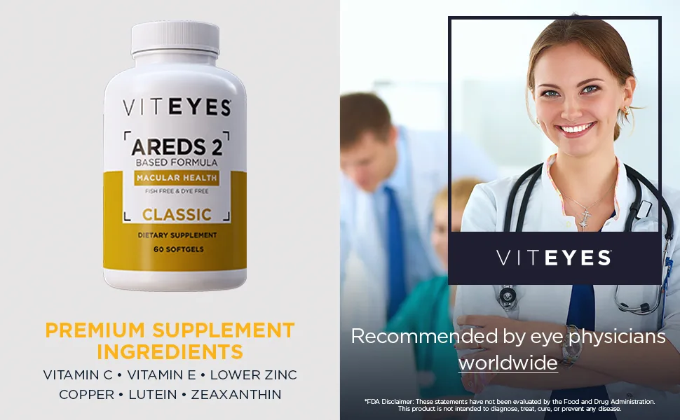 Viteyes Classic Macular Support AREDS 2 Based Formula 60 Softgels - Recommended by Physicians Worldwide