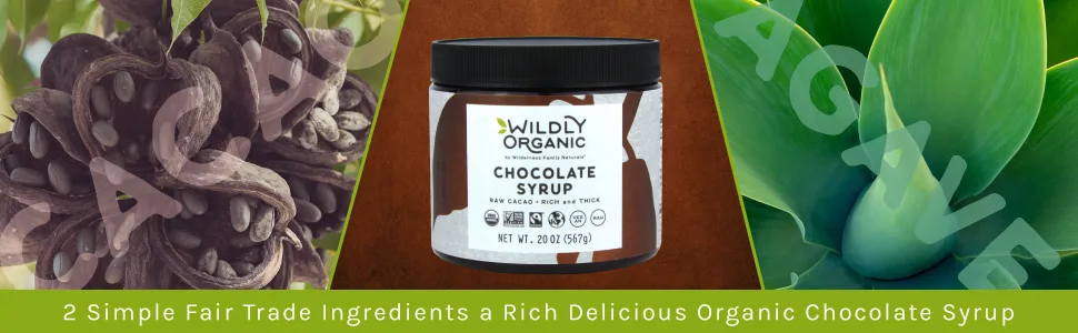 Wildly Organic Chocolate Syrup 20 oz (567 g) - Chocolate syrup made with 2 simple ingredients cacao and agave fair trade
