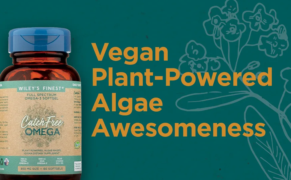 Wiley's Finest CatchFree Omega 60 Softgels - Vegan Plant-Powered Algae Awesomeness