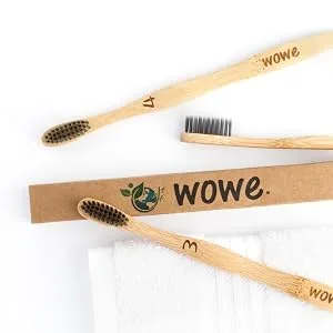 Wowe Natural Bamboo Toothbrush Soft Bristles 4 Pack - bamboo toothbrush