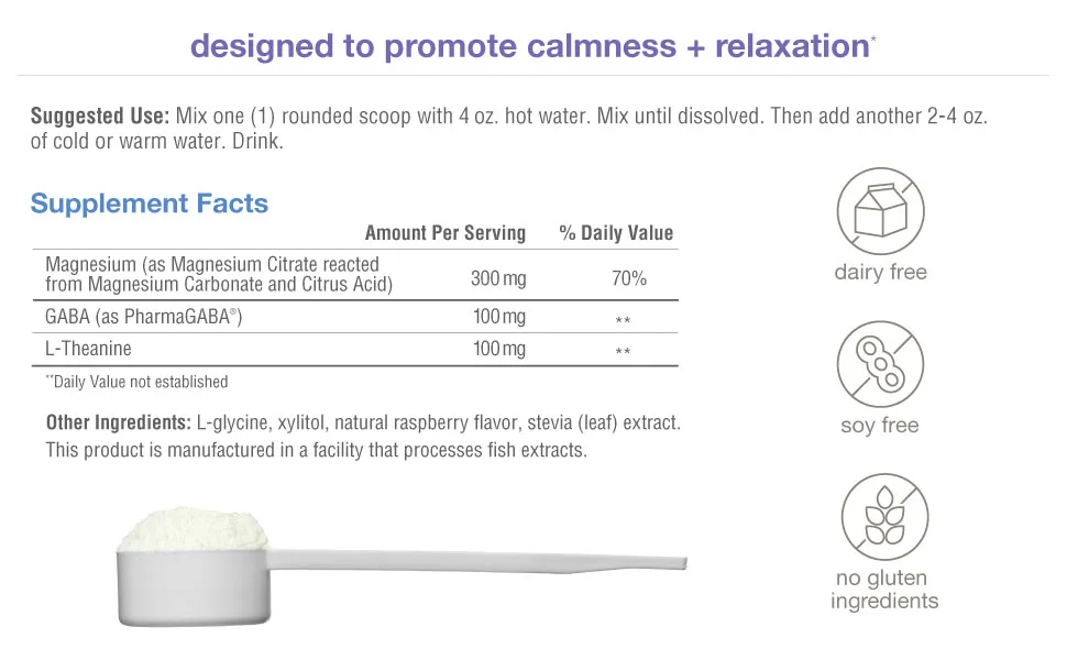 Youtheory Relax Magnesium Powder Stress Formula + L-Theanine Berry 4.4 oz (126 g) - mood relax memory cognition pressure concentration mental performance night supplement stress heart