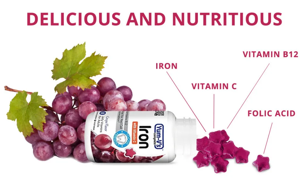 YumV's Iron with Vitamin C Grape Flavor 60 Jellies - vitamin c