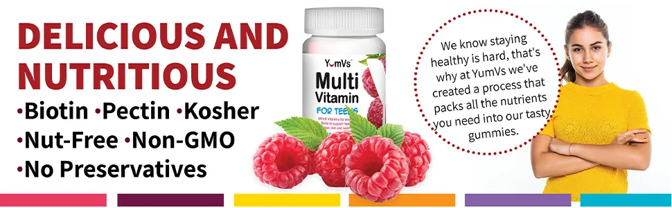 YumV's Multi Vitamin for Teens Raspberry Flavor 60 Jellies - delicious taste and nutritious