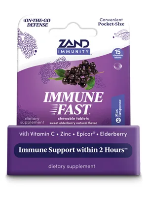 Zand Immune Fast Sweet Elderberry 15 Chewable Tablets - Zand Immune Fast Elderberry Chews | Boosts Immune Response & Cell Activity w/ EpiCor* & Vitamin C