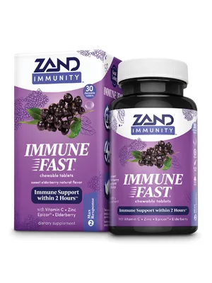 Zand Immune Fast Sweet Elderberry 30 Chewable Tablets - Zand Immune Fast Elderberry Chews | Boosts Immune Response & Cell Activity w/ EpiCor* & Vitamin C