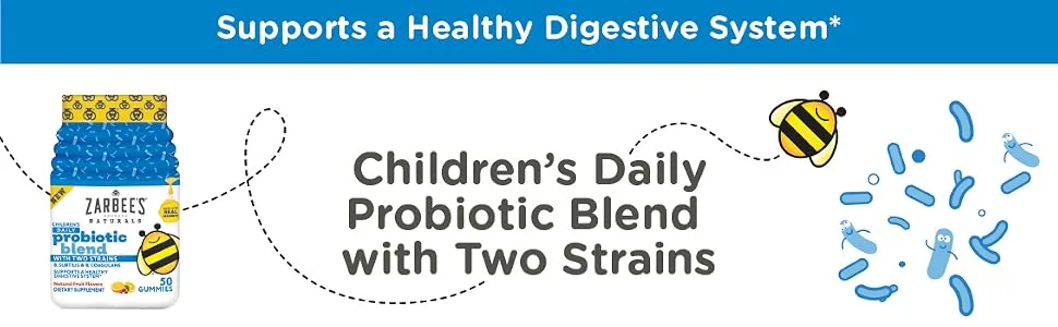 Zarbee's Children's Daily Probiotic Blend with Two Strains Natural Fruit Flavors 50 Gummies - Zarbees Children