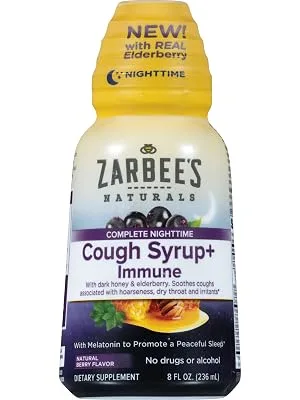 Zarbee's Complete NightTime Cough Syrup + Immune Natural Berry 8 fl oz (236 ml) - Zarbee