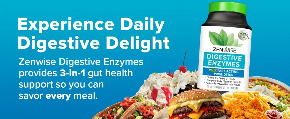 Zenwise Health Digestive Enzymes with Prebiotics + Probiotics 60 Capsules - experience daily digestive delight
