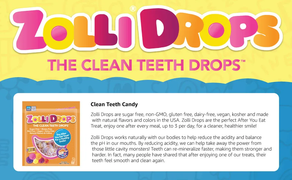 Zollipops Zolli Drops The Clean Teeth Drops Fruit Flavors 15+ Zolli Drops 1.6 oz - zolli drops