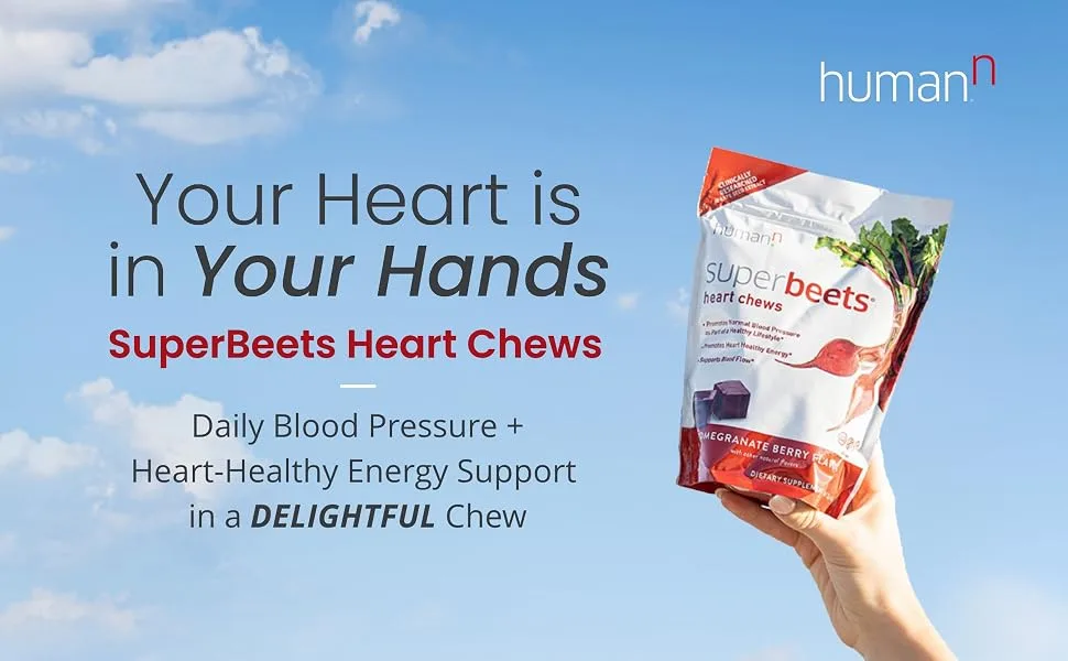 HumanN SuperBeets Chews - 60 Chews - superbeets heart chews daily blood pressure healthy energy support