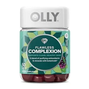 OLLY Flawless Complexion Gummy Vitamins E, A, Zinc - 50 Gummies - olly flawless complexion adult