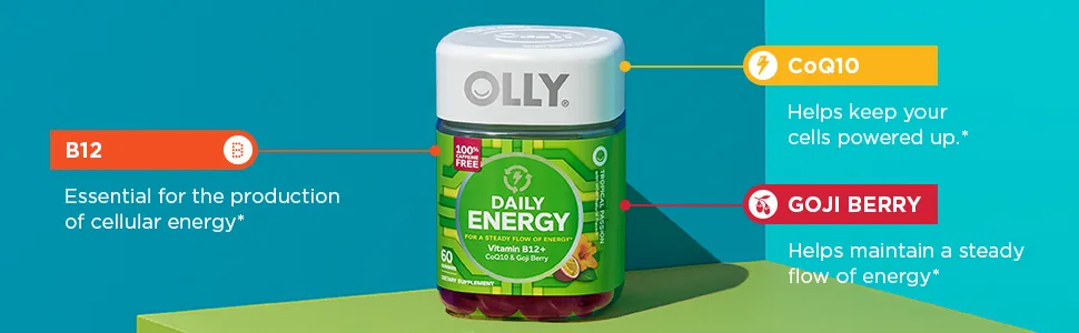 Olly Daily Energy Gummy Vitamin B12+CoQ10 - Tropical Passion - 60 Gummies - image
